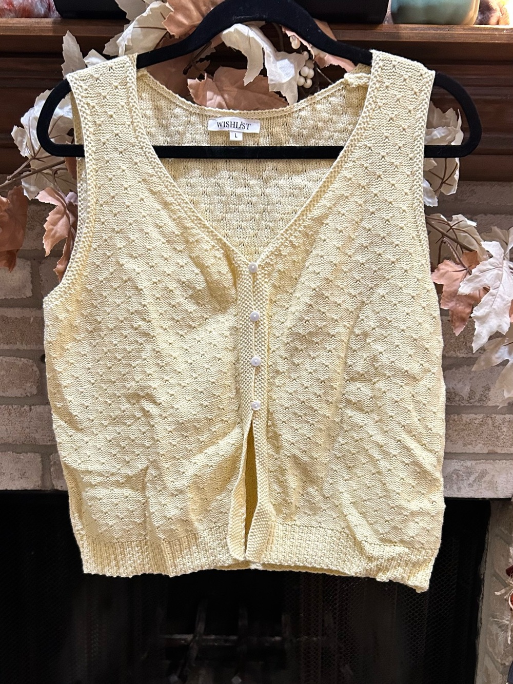 Wishlist Yellow Knit Button-Front V-Neck Tank EUC